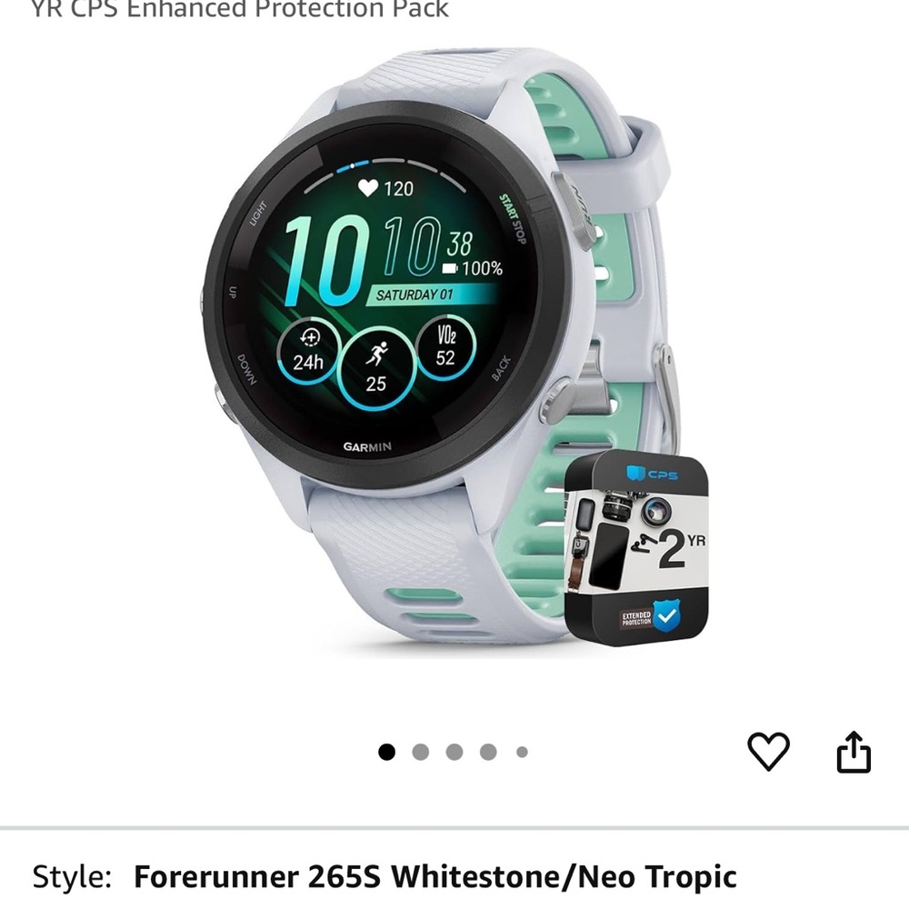 Garmin Forerunner 265S Smartwatch - White and Green